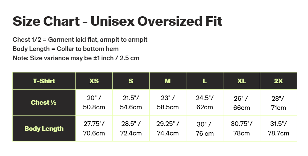 Keep Parks Sexy T-Shirt - BC Parks Foundation size chart