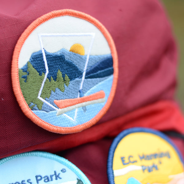 BC Parks Foundation canoeing patch on backpack