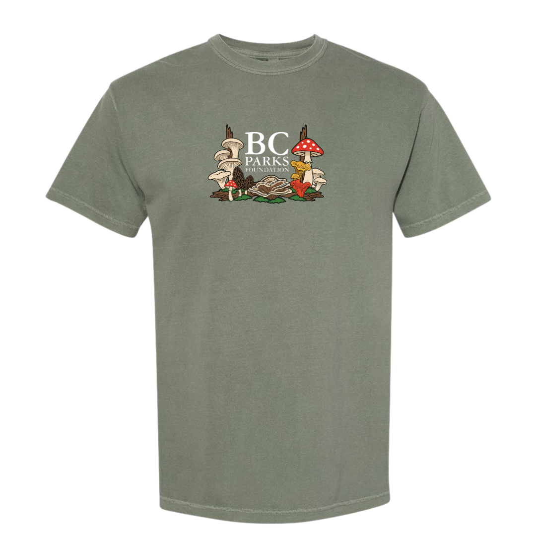 BC Wild Mushroom Cross Stitch Embroidered T-Shirt - BC Parks Foundation