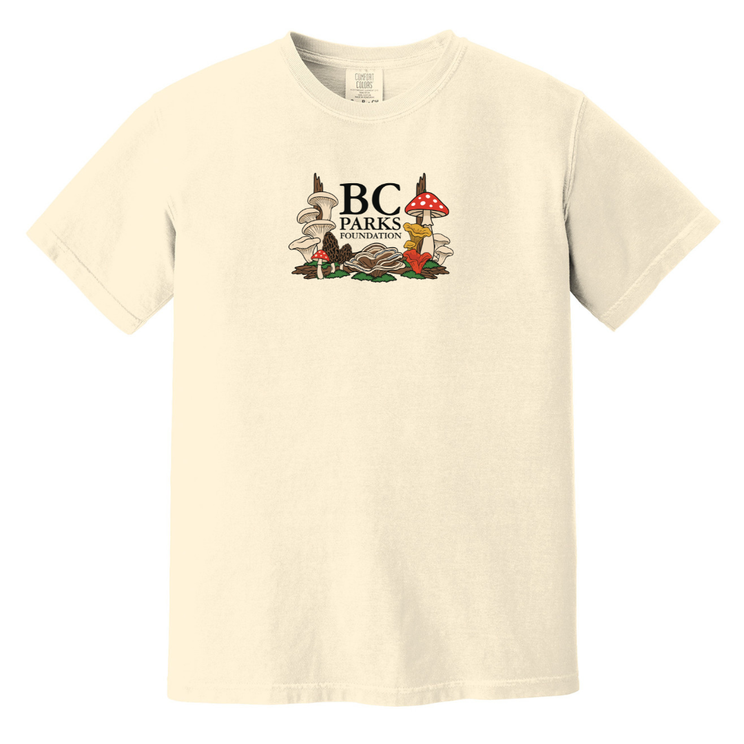 BC Wild Mushroom Cross Stitch Embroidered T-Shirt - BC Parks Foundation