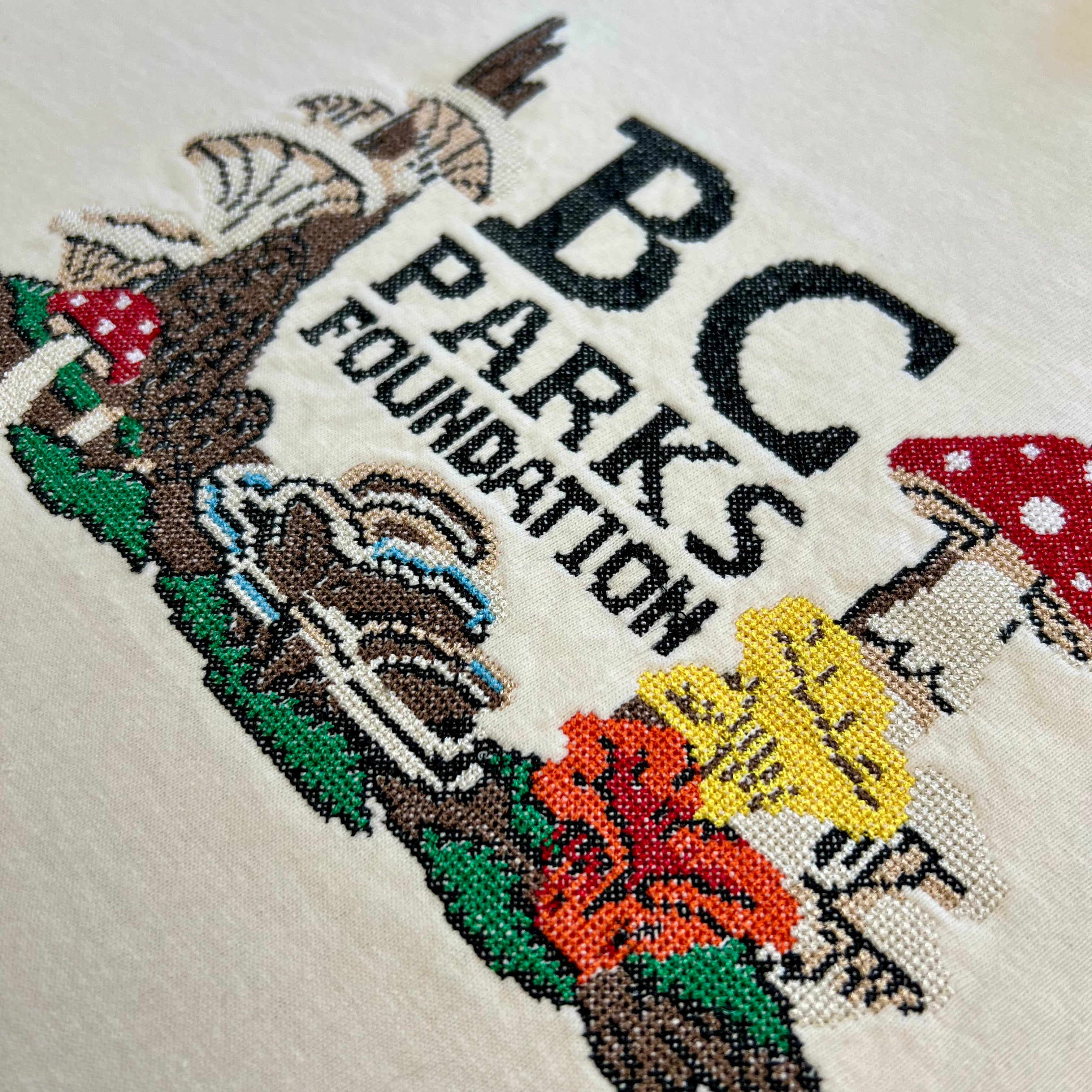 BC Wild Mushroom Cross Stitch Embroidered T-Shirt - BC Parks Foundation