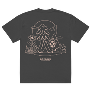 Black t-shirt with white nature-themed graphic and 'BC Parks' text on a white background