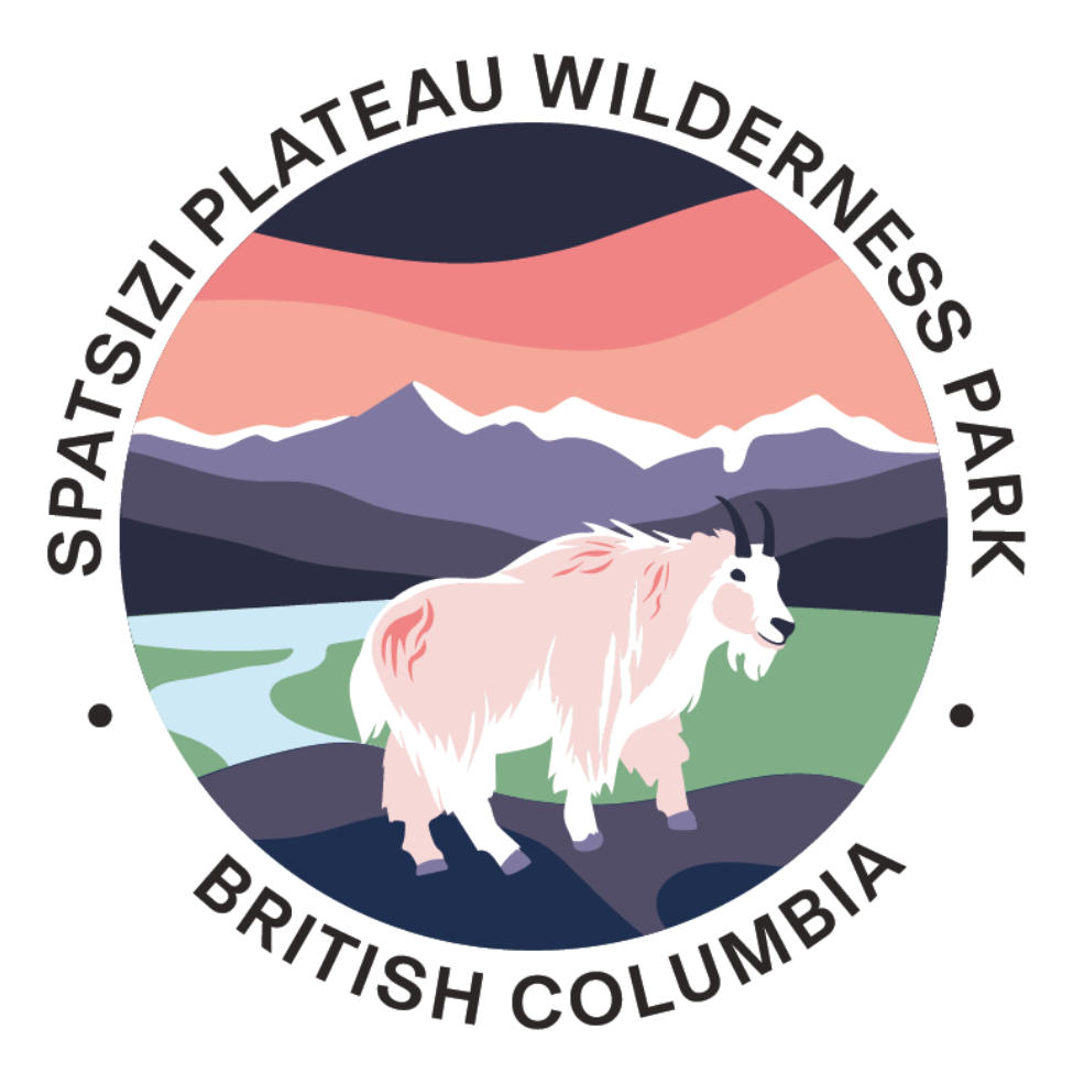 Logo of Spatsizi Plateau Wilderness Park in British Columbia featuring a mountain goat and landscape.