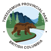 Logo of Tweedsmuir Provincial Park in British Columbia featuring a bear and mountain landscape.