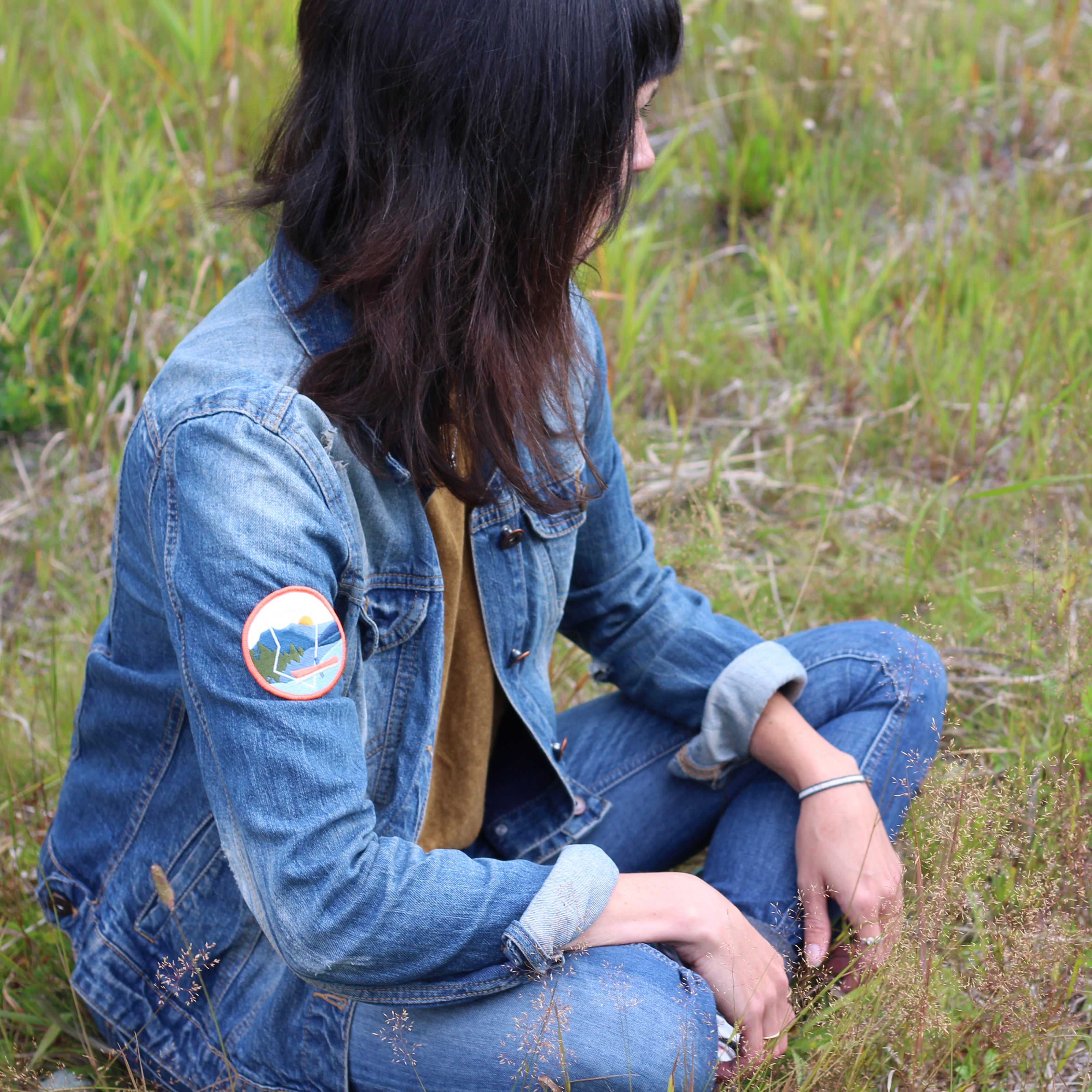 BC Parks Foundation canoeing patch on denim jacket
